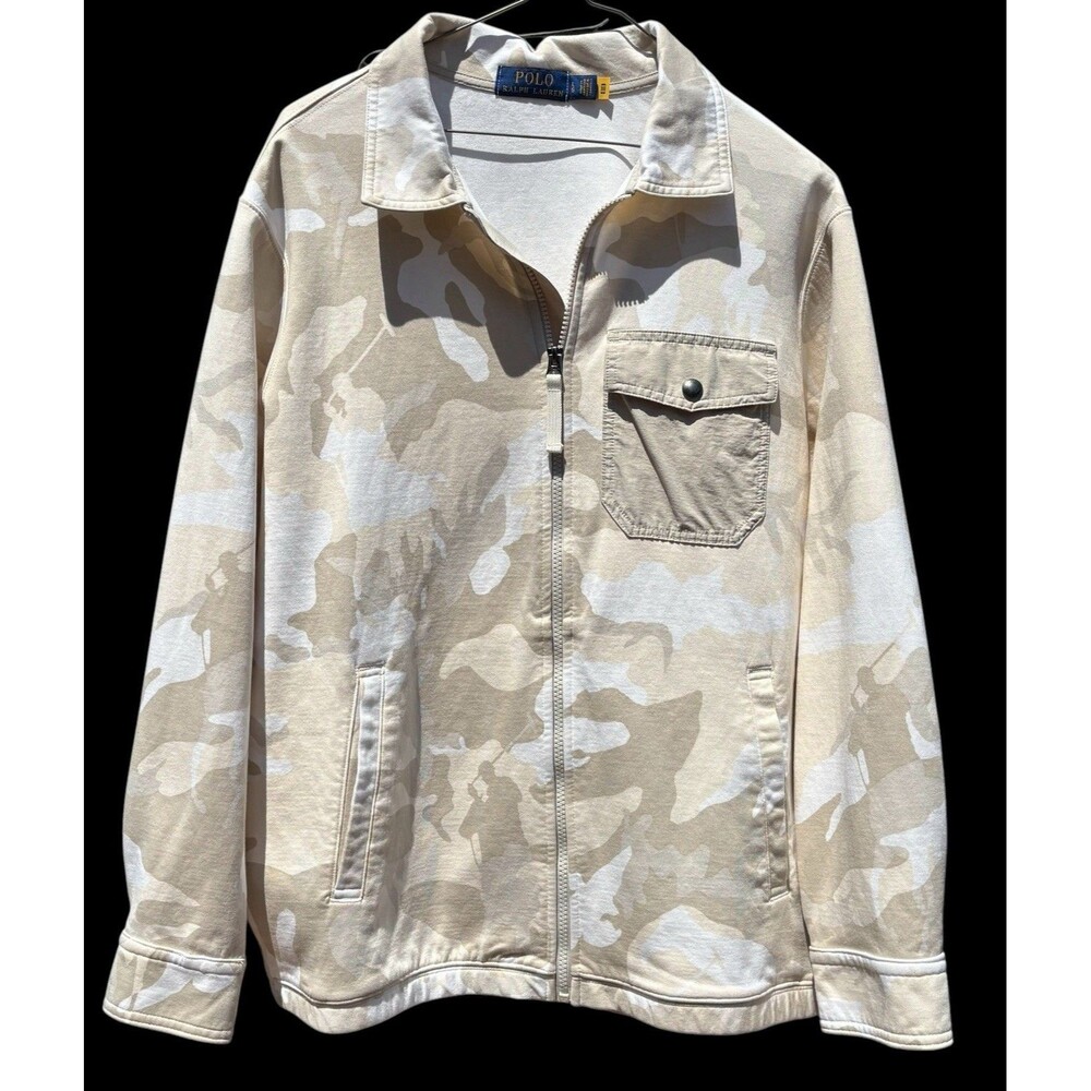 Ralph Lauren Jacket Large Stone Camo-Rugged Outdoors Military Aesthetic Classic
